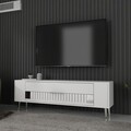 Comoda TV, Olivia, Retrolp4, 120x48 cm, PAL, Alb / Argintiu