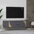 Comoda TV, Olivia, Retrop2, 120x48 cm, PAL, Antracit / Aur
