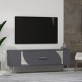 Comoda TV, Olivia, Retrop2, 120x48 cm, PAL, Antracit / Argintiu