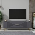 Comoda TV, Olivia, Retrol1, 120x48 cm, PAL, Antracit / Aur