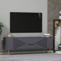 Comoda TV, Olivia, Retrol1, 120x48 cm, PAL, Antracit / Aur