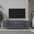 Comoda TV, Olivia, Retrol1, 120x48 cm, PAL, Antracit / Argintiu