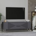 Comoda TV, Olivia, Retrol1, 120x48 cm, PAL, Antracit / Argintiu