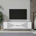 Comoda TV, Olivia, Retrol1, 120x48 cm, PAL, Alb / Argintiu