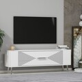 Comoda TV, Olivia, Retrol1, 120x48 cm, PAL, Alb / Argintiu
