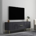 Comoda TV, Olivia, Retrol2, 120x48 cm, PAL, Antracit / Aur