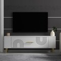 Comoda TV, Olivia, Retrol2, 120x48 cm, PAL, Alb/Auriu