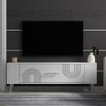 Comoda TV, Olivia, Retrol2, 120x48 cm, PAL, Alb / Argintiu