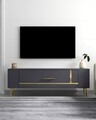 Comoda TV, Olivia, Retrop1, 120x48 cm, PAL, Antracit / Aur