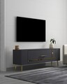 Comoda TV, Olivia, Retrop1, 120x48 cm, PAL, Antracit / Aur