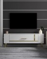 Comoda TV, Olivia, Retrop1, 120x48 cm, PAL, Alb/Auriu