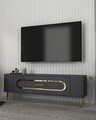 Comoda TV, Olivia, Retrop3, 120x48 cm, PAL, Antracit / Aur