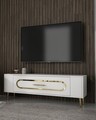 Comoda TV, Olivia, Retrop3, 120x48 cm, PAL, Alb/Auriu