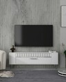 Comoda TV, Olivia, Retrolp1, 120x48 cm, PAL, Alb / Argintiu