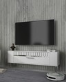 Comoda TV, Olivia, Retrolp1, 120x48 cm, PAL, Alb / Argintiu