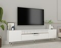 Comoda TV, Olivia, Dekolp1, 150x48x29 cm, PAL, Alb / Argintiu