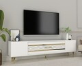 Comoda TV, Olivia, Dekolp2, 150x48 cm, PAL, Alb/Auriu