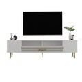 Comoda TV, Olivia, Dekolp2, 150x48 cm, PAL, Alb/Auriu
