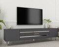 Comoda TV, Olivia, Dekolp2, 150x48 cm, PAL, Antracit / Argintiu