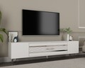 Comoda TV, Olivia, Dekolp2, 150x48 cm, PAL, Alb / Argintiu