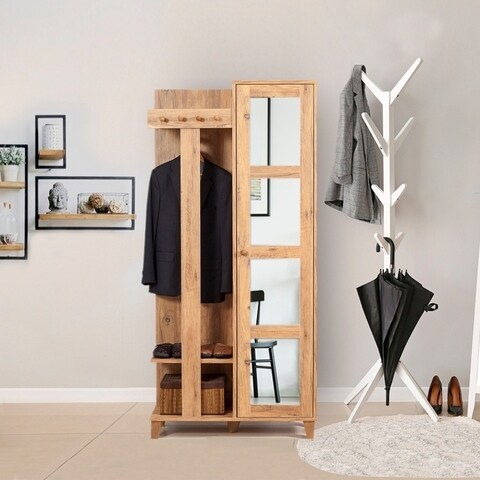 Dulap cu pantofar, cuier si oglinda Garmanto 90 - Atlantic, Vella, 90x36x192 cm