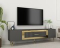 Comoda TV, Olivia, Dekolp3, 150x48 cm, PAL, Antracit / Aur