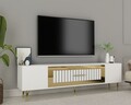 Comoda TV, Olivia, Dekolp3, 150x48 cm, PAL, Alb/Auriu