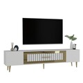 Comoda TV, Olivia, Dekolp3, 150x48 cm, PAL, Alb/Auriu