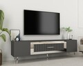 Comoda TV, Olivia, Dekolp3, 150x48 cm, PAL, Antracit / Argintiu