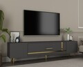 Comoda TV, Olivia, Dekop1, 150x48 cm, PAL, Antracit / Aur
