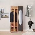 Dulap cu pantofar, cuier si oglinda Garmanto 90 - Atlantic Anthracite, Vella, 90x36x192 cm