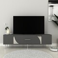 Comoda TV, Olivia, Dekop2, 150x48 cm, PAL, Antracit / Argintiu