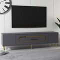 Comoda TV, Olivia, Dekop3, 150x48 cm, PAL, Antracit / Aur