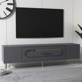 Comoda TV, Olivia, Dekop3, 150x48 cm, PAL, Antracit / Argintiu