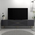 Comoda TV, Olivia, Dekol1, 150x48 cm, PAL, Antracit / Aur