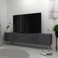 Comoda TV, Olivia, Dekol1, 150x48 cm, PAL, Antracit / Aur