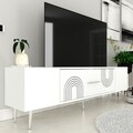 Comoda TV, Olivia, Dekol2, 150x48 cm, PAL, Alb / Argintiu