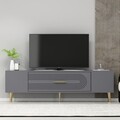 Comoda TV, Olivia, Dekol3, 150x48 cm, PAL, Antracit / Aur