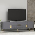 Comoda TV, Olivia, Dekolp4, 150x48 cm, PAL, Antracit / Aur