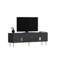 Comoda TV, Olivia, Dekolp4, 150x48 cm, PAL, Antracit / Aur