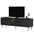 Comoda TV, Olivia, Dekolp5, 150x48 cm, PAL, Antracit / Aur