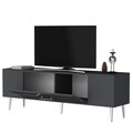 Comoda TV, Olivia, Dekolp5, 150x48 cm, PAL, Antracit / Argintiu