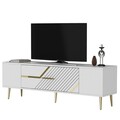 Comoda TV, Olivia, Dekolp5, 150x48 cm, PAL, Alb/Auriu