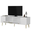 Comoda TV, Olivia, Dekolp5, 150x48 cm, PAL, Alb/Auriu