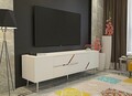 Comoda TV, Olivia, Dekolp5, 150x48 cm, PAL, Alb / Argintiu