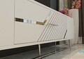 Comoda TV, Olivia, Dekolp5, 150x48 cm, PAL, Alb / Argintiu