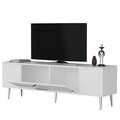 Comoda TV, Olivia, Dekolp5, 150x48 cm, PAL, Alb / Argintiu