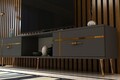 Comoda TV, Olivia, Line, 150x40 cm, PAL , Antracit / Aur