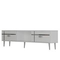 Comoda TV, Olivia, Line, 150x40 cm, PAL , Alb / Argintiu