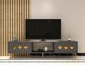 Comoda TV, Olivia, Dome, 150x40 cm, PAL , Antracit / Aur